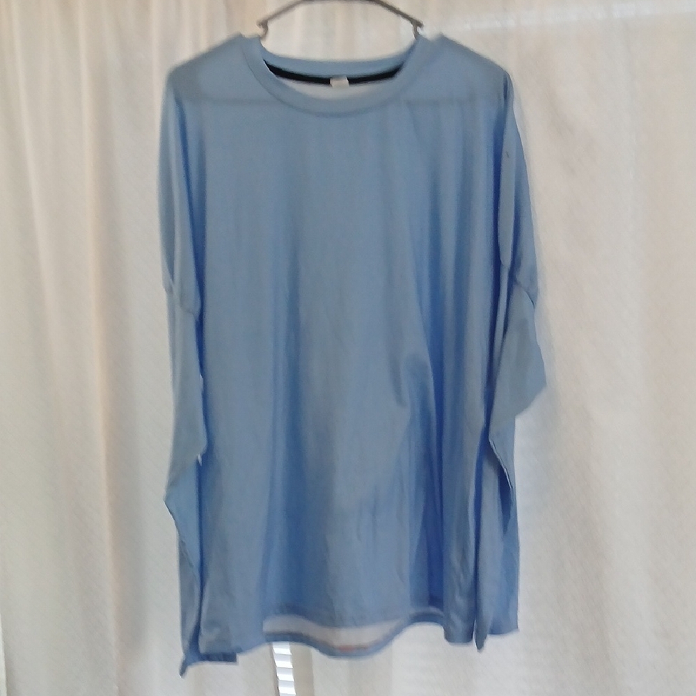 Light Blue Long Tapered Sleeve Women's Shirt 2X
